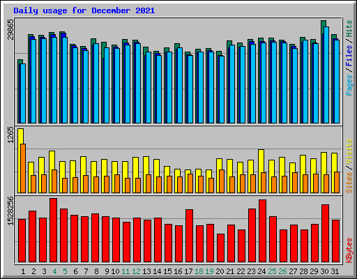 Daily usage for December 2021