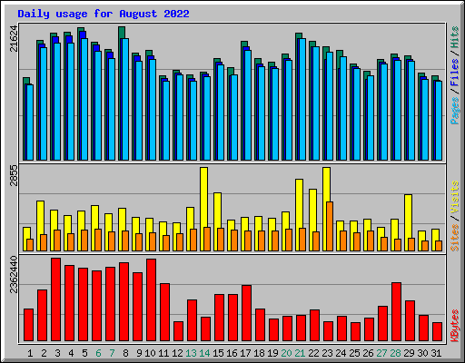 Daily usage for August 2022